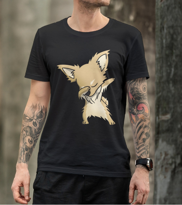 Dabbing Long Haired Chihuahua Dab Dance Pose Cartoon T-Shirt