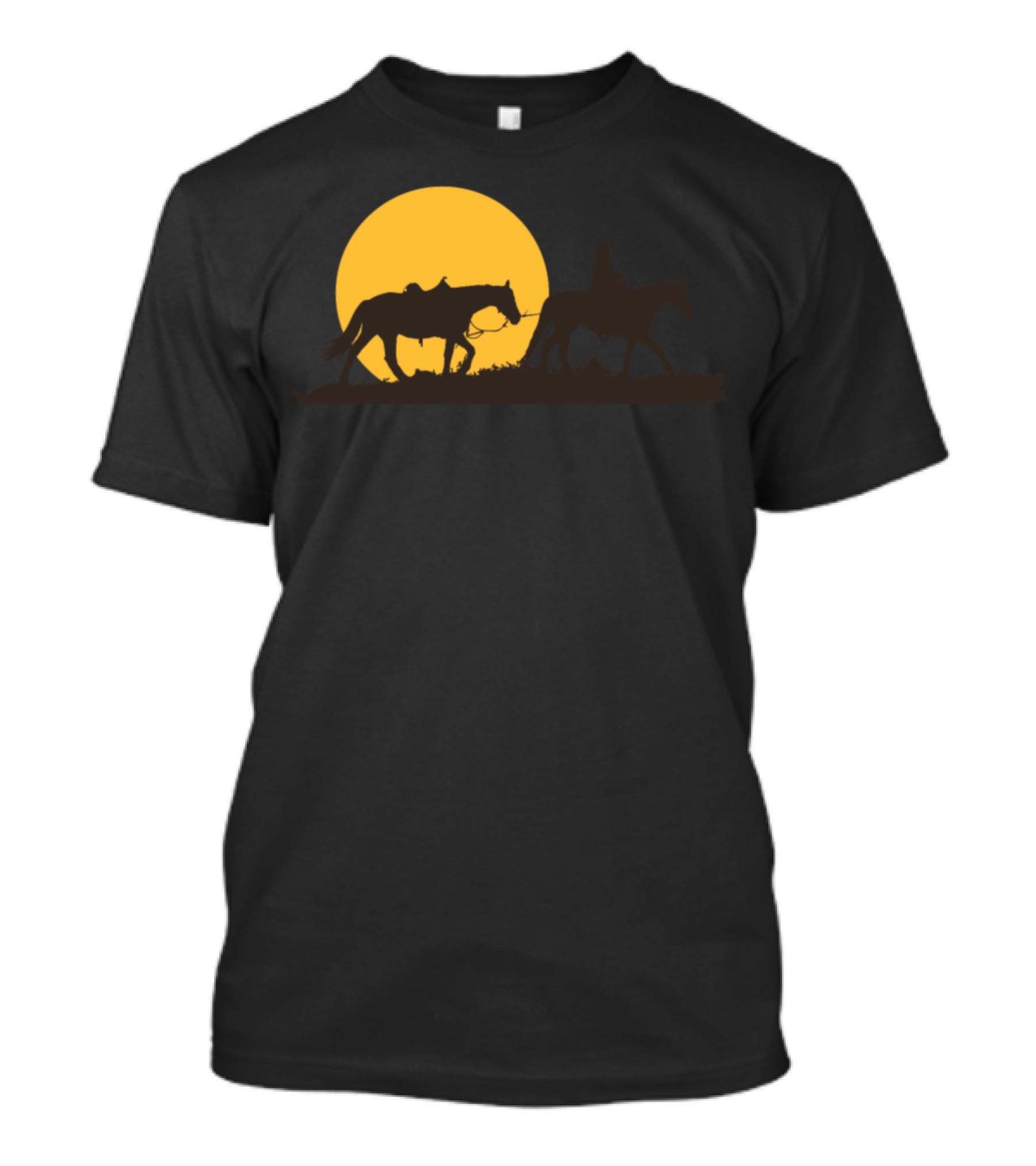 Lone Cowboy Rancher Riding Horses Western Sunset T-Shirt