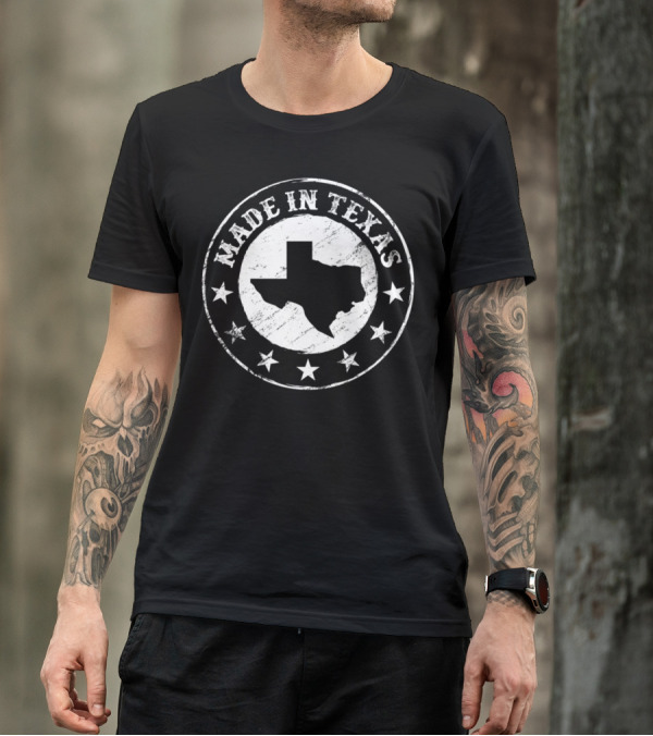 Made In Texas Star Emblem With State Outline T-Shirt