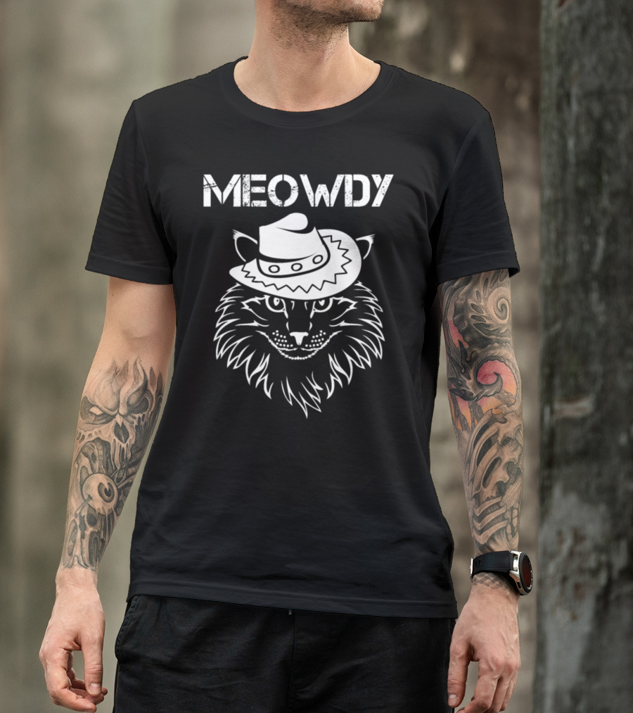 Meowdy Cat Cowboy Howdy Western Country Feline With Hat T-Shirt