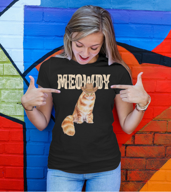 Meowdy Main Coon Cat Funny Western Cowboy Hat T-Shirt