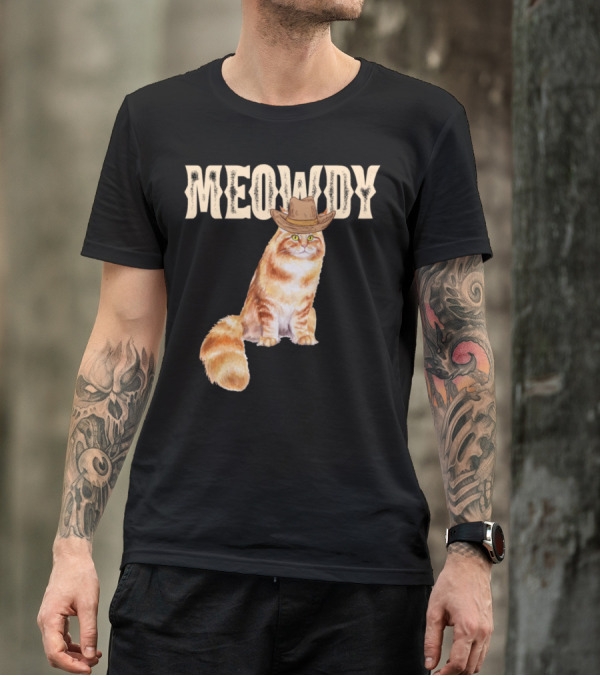 Meowdy Main Coon Cat Funny Western Cowboy Hat T-Shirt