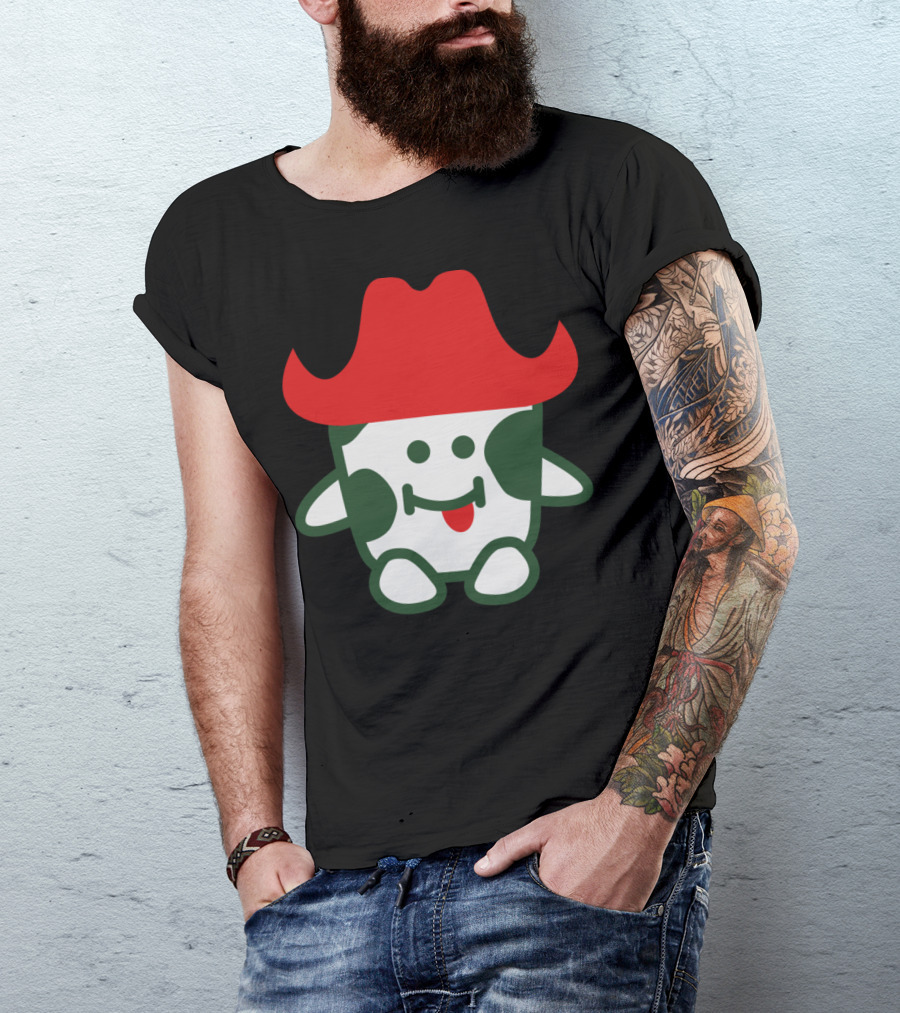 Moody Cowboy Yoshi Parody With Red Cowboy Hat And Green Spots T-Shirt