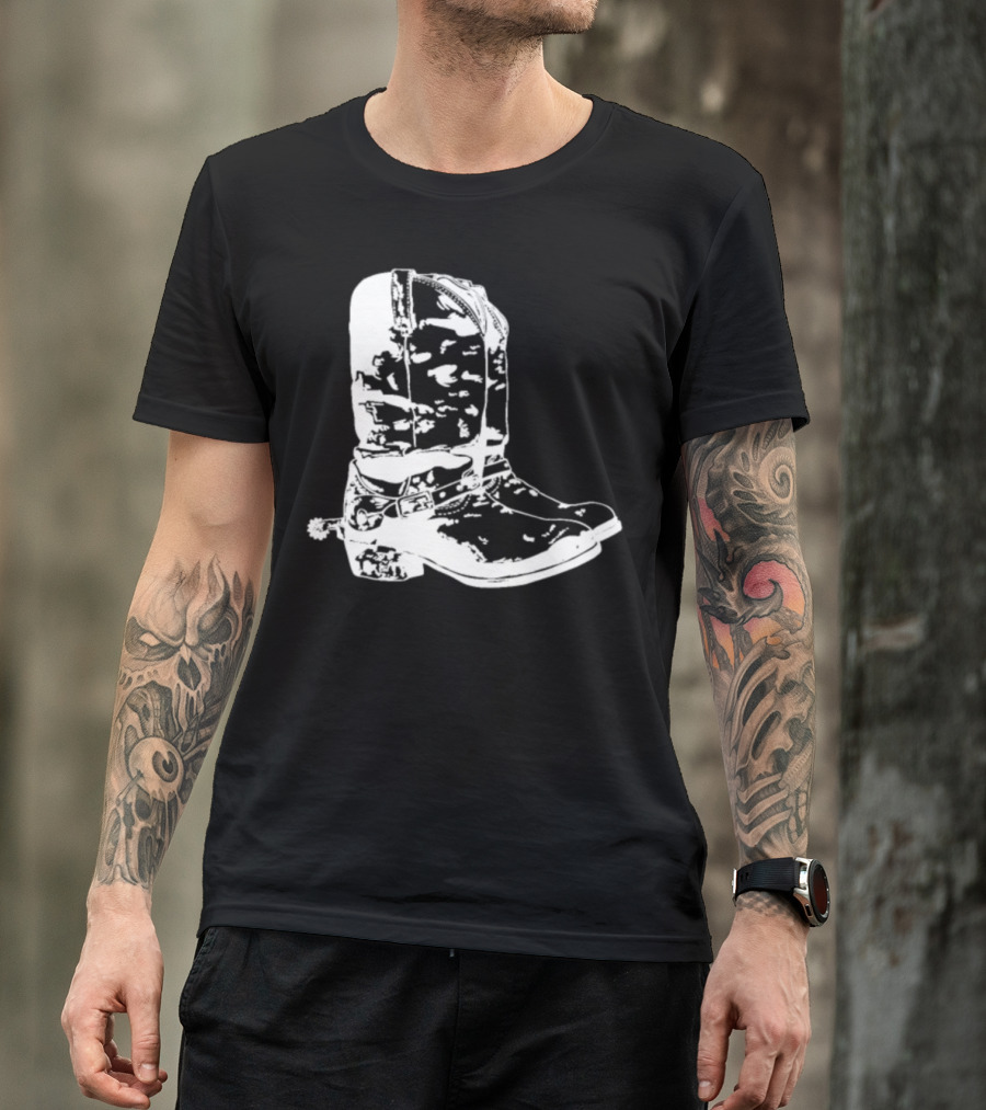 Old Cowboy Boots Spurs Western John Deere T-Shirt