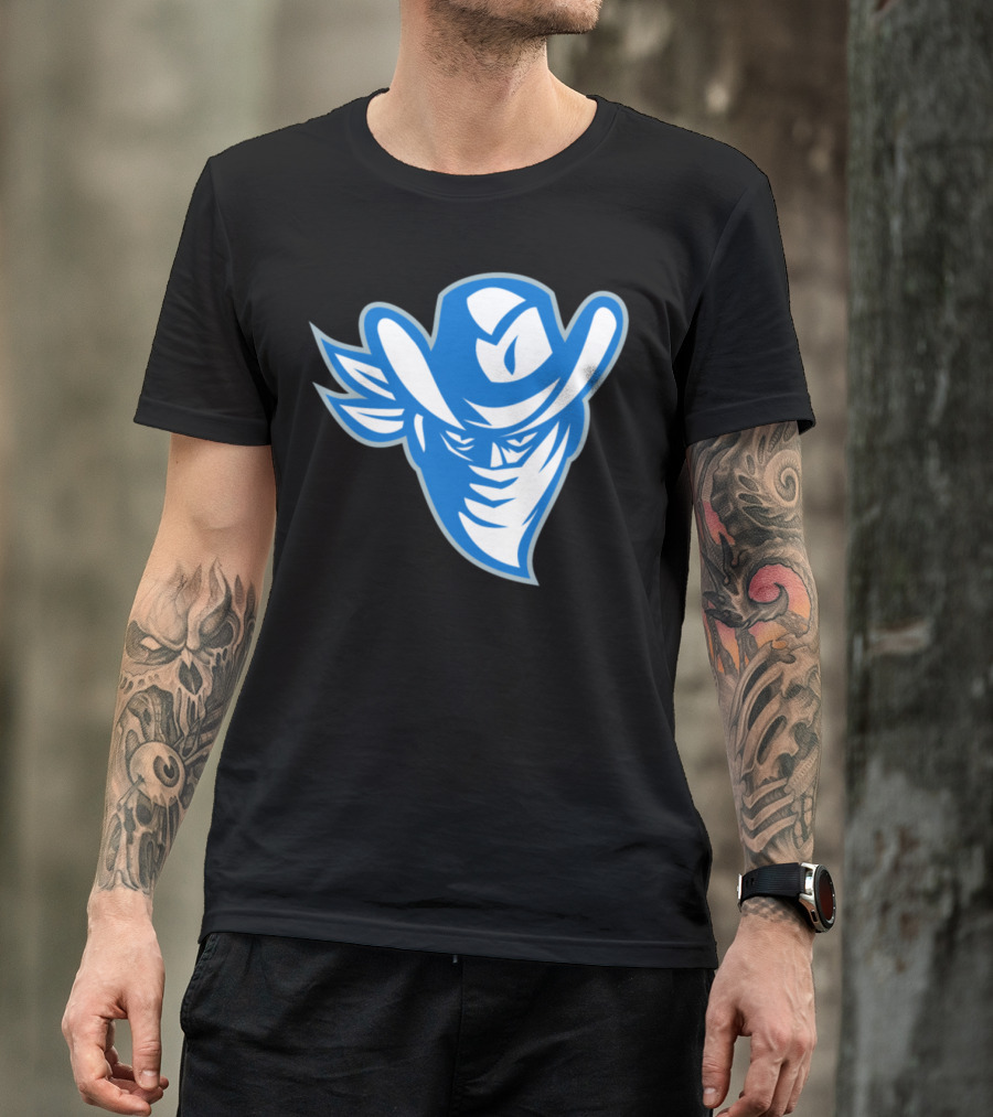 Outlaw Bandit Cowboy Masked In Blue Hat T-Shirt