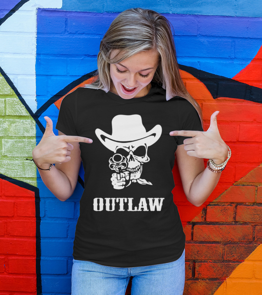 Outlaw Skull Cowboy With Revolver T-Shirt