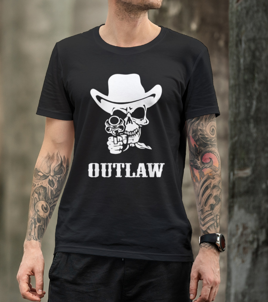 Outlaw Skull Cowboy With Revolver T-Shirt