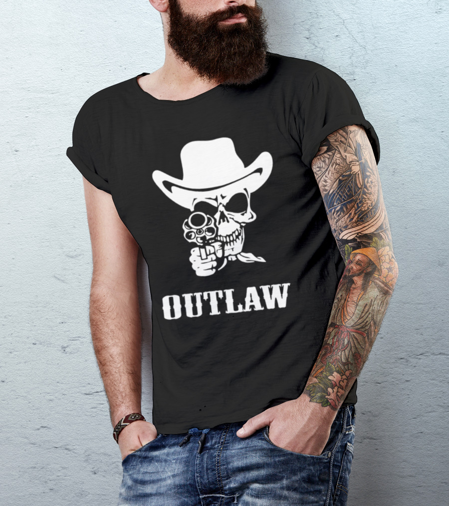 Outlaw Skull Cowboy With Revolver T-Shirt