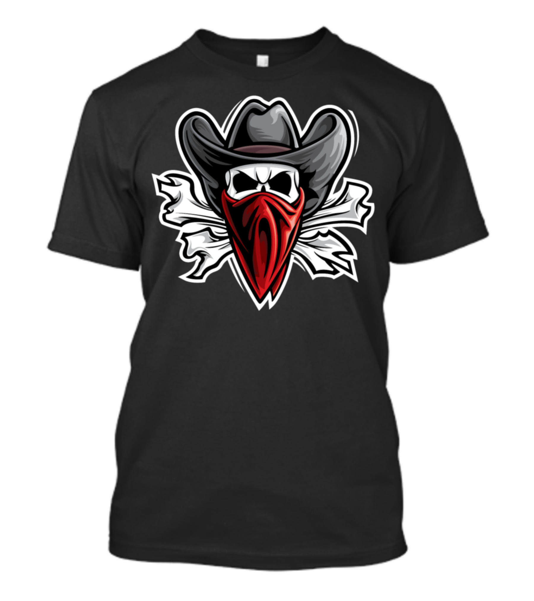 Outlaw Skeleton Cowboy With Red Bandana And Hat T-Shirt