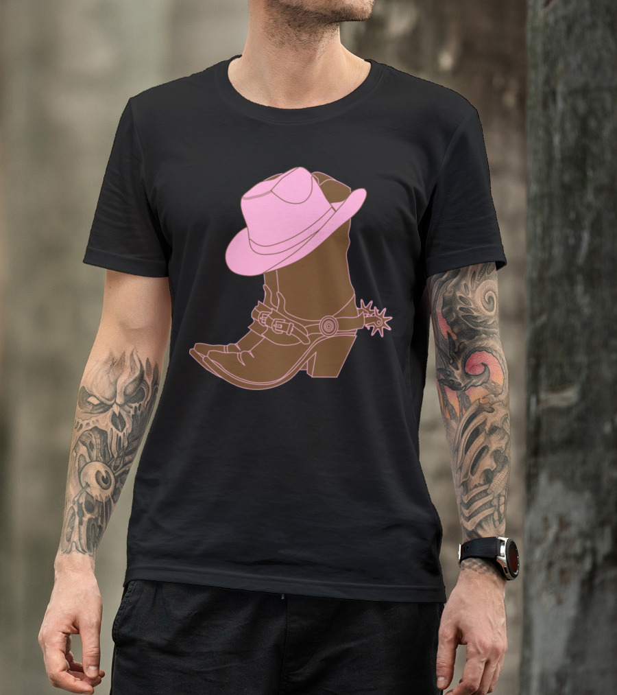 Pink Cowboy Hat And Boot With Spur T-Shirt