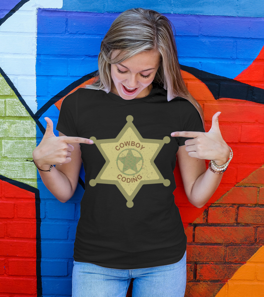 Programmer Cowboy Coding Badge T-Shirt