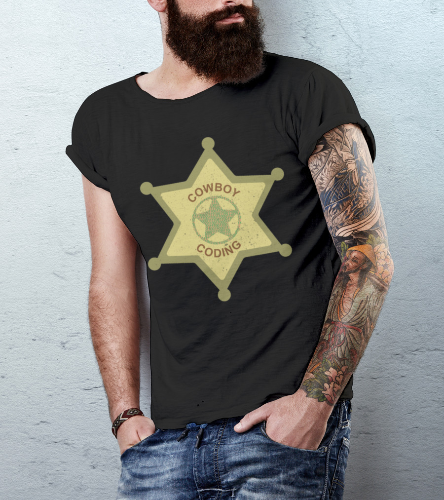 Programmer Cowboy Coding Badge T-Shirt