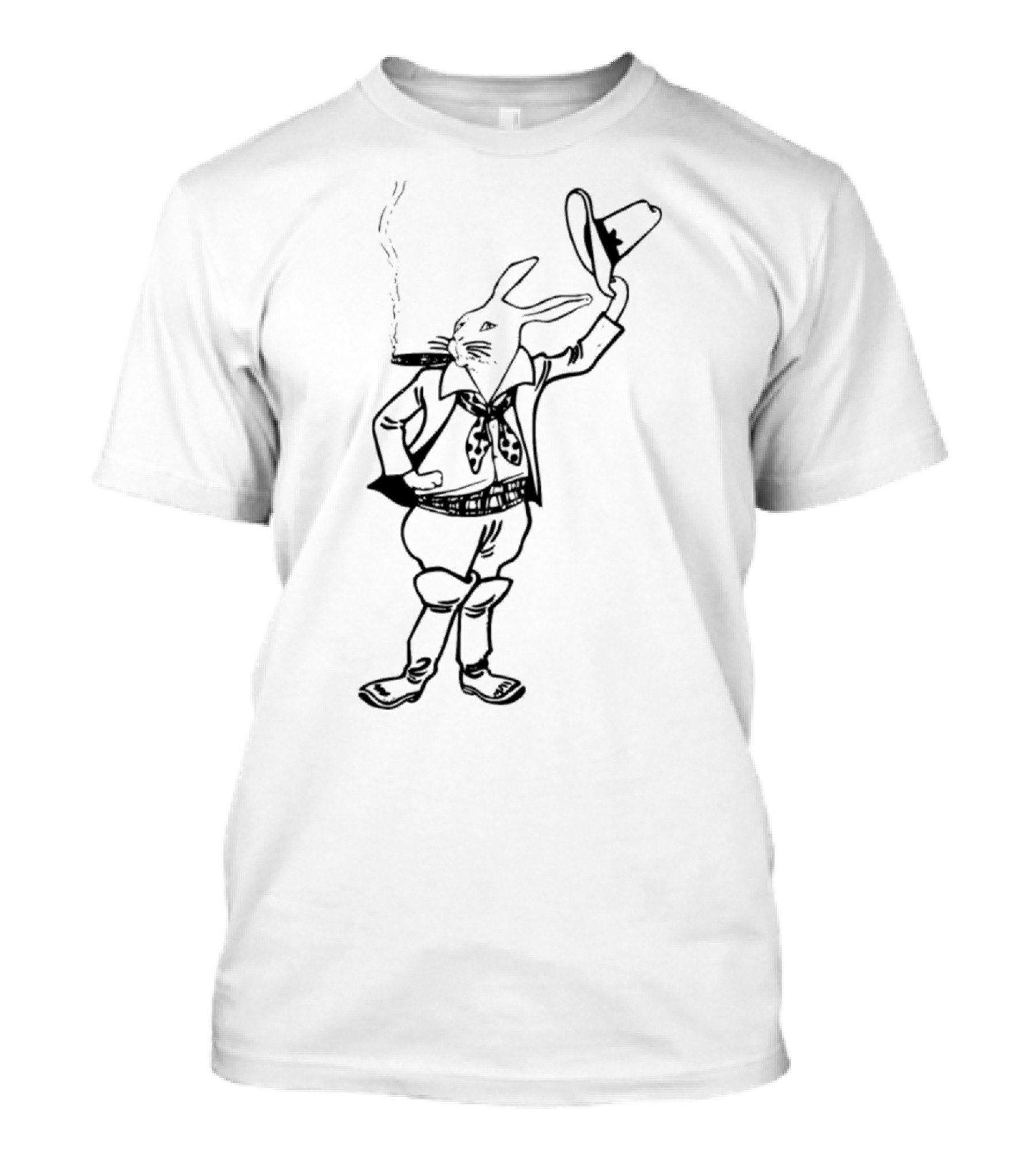 Rabbit Cowboy Smoking With Hat Raised T-Shirt