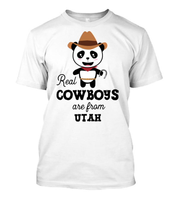 Panda Cowboy From Utah Holding Horseshoe T-Shirt