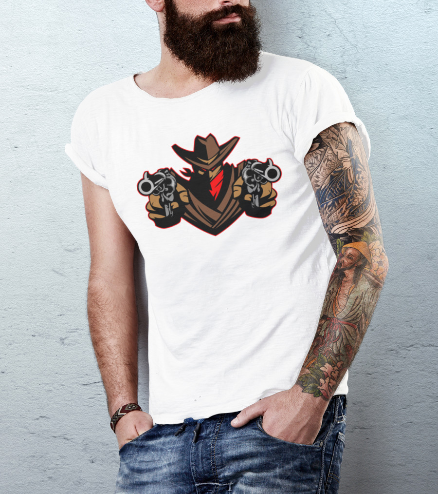 Outlaw Duelist Red Cowboy Gunslinger T-Shirt