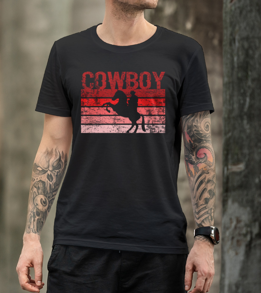 Red Grunge Cowboy Horse T-Shirt