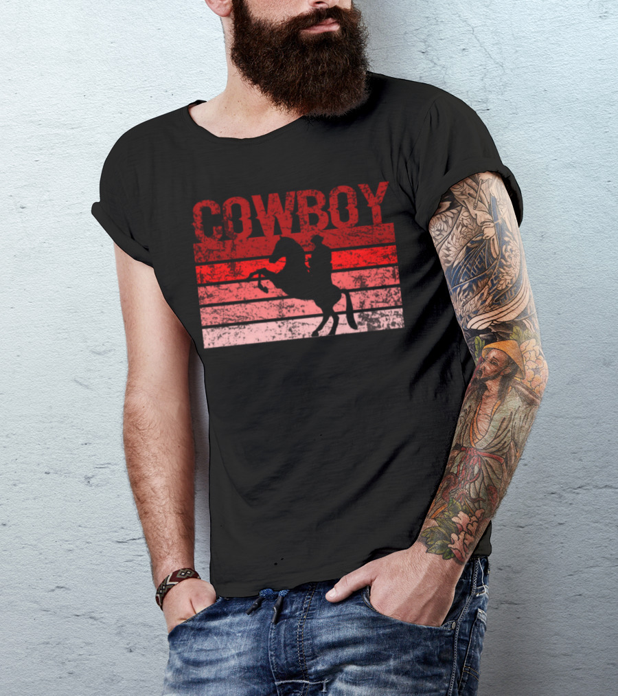 Red Grunge Cowboy Horse T-Shirt