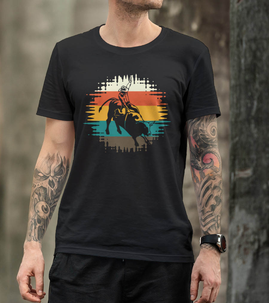Rodeo Bull Riding Cowboy Retro Western T-Shirt