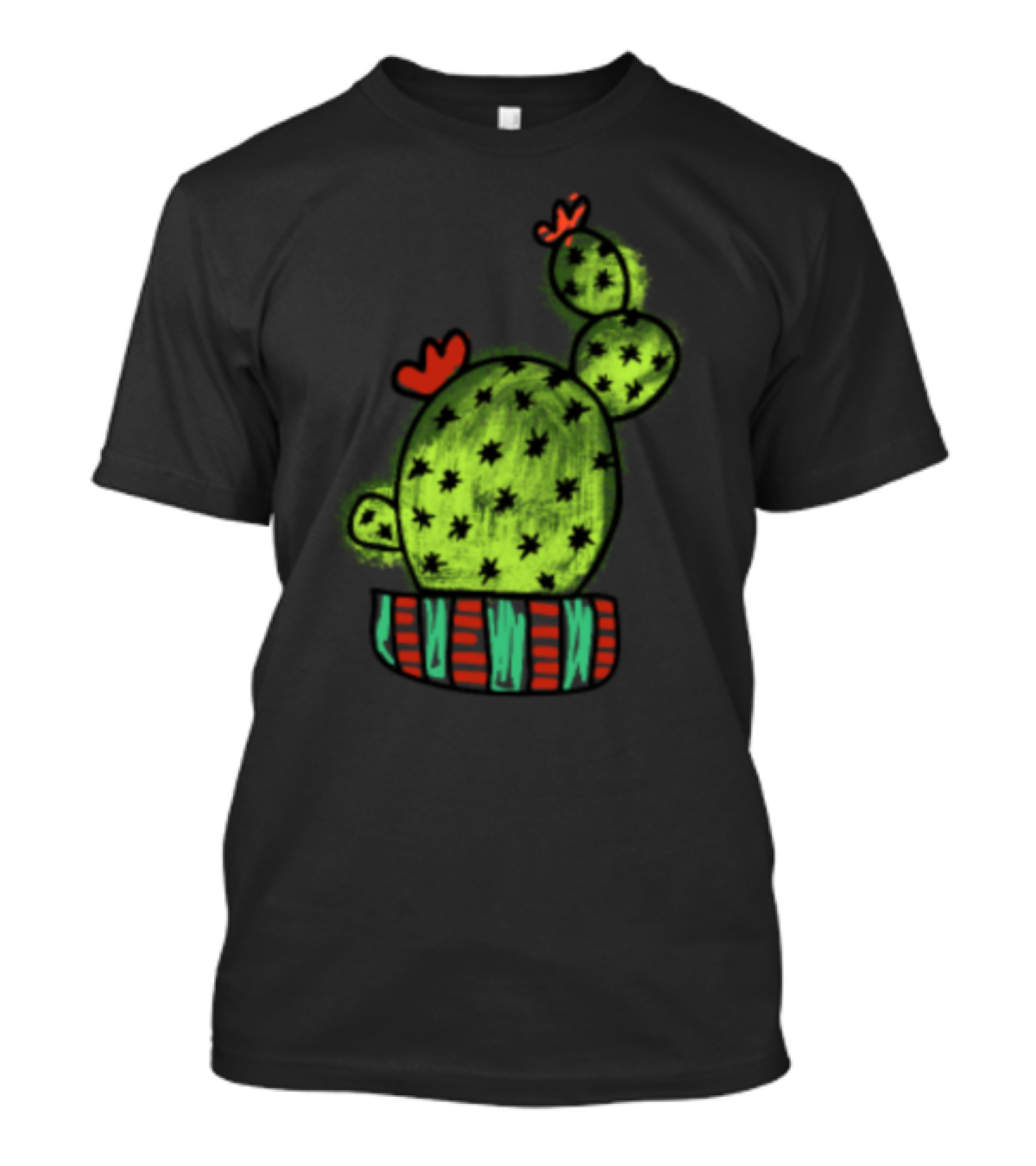 Cactus With Blossoms In Colorful Pot T-Shirt