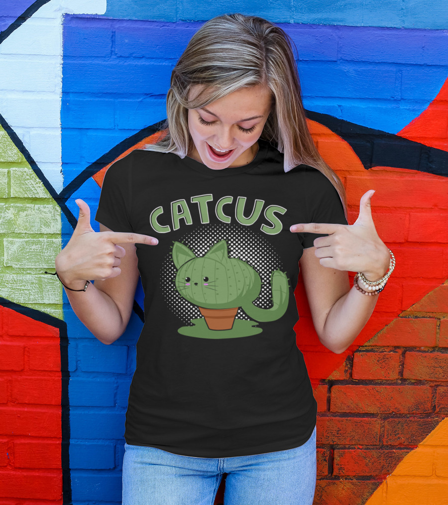 Catcus Cute Cactus Cat Pun For Cat Lovers T-Shirt