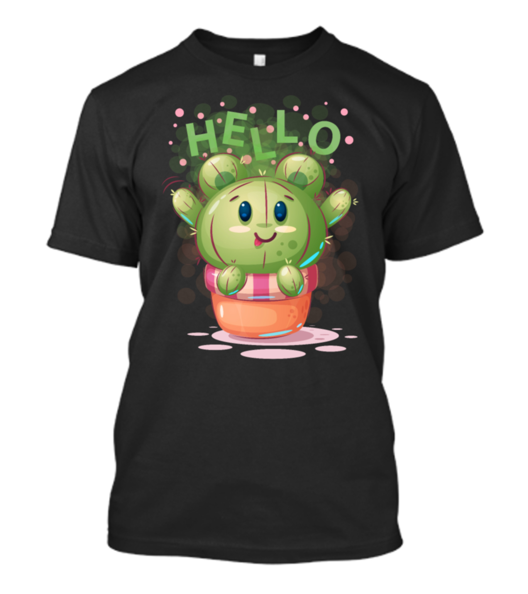 Hello Cute Bear Cactus Tree Plant T-Shirt