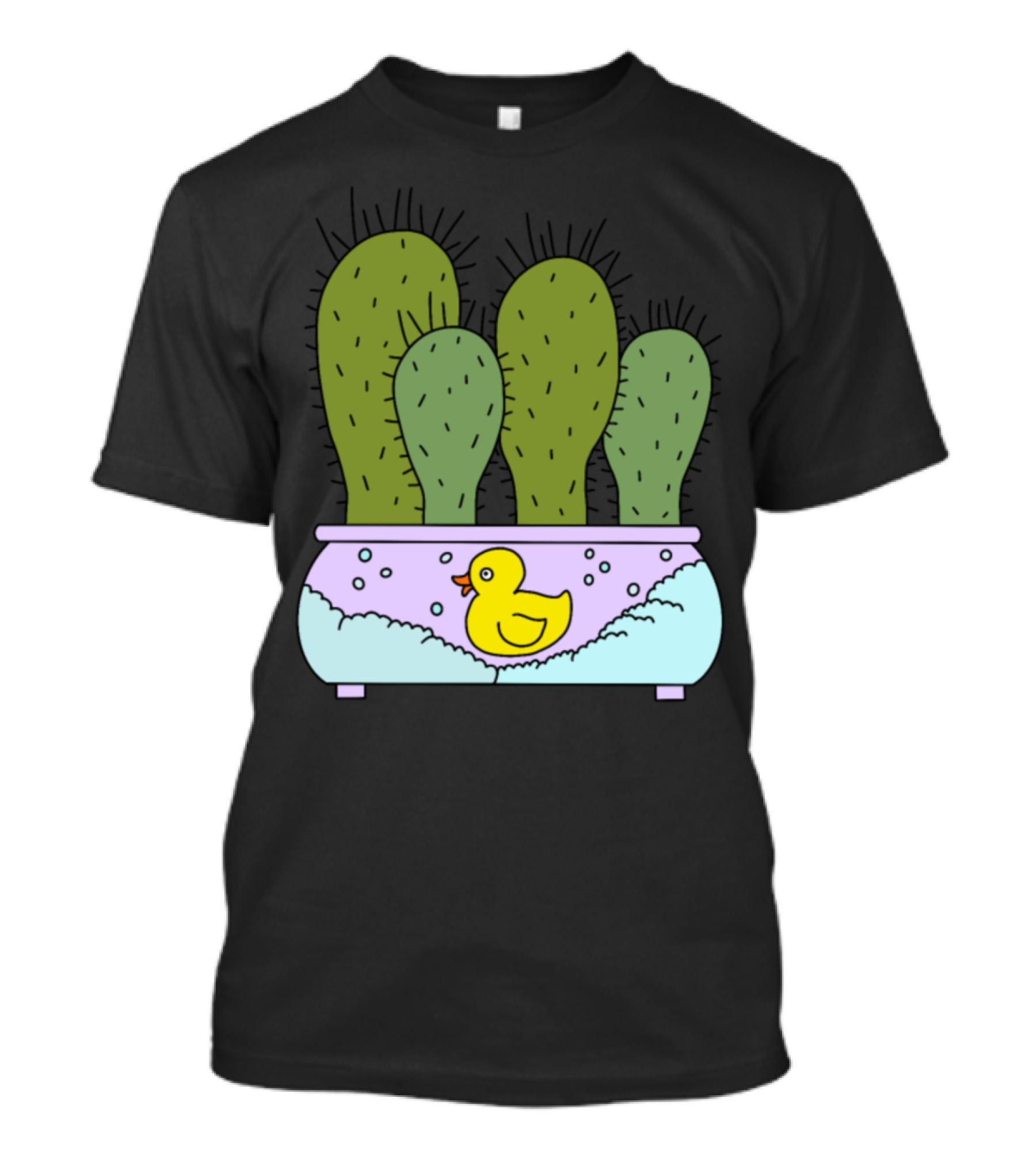 Funky Cacti Bubble Bath With Rubber Duck Pot T-Shirt