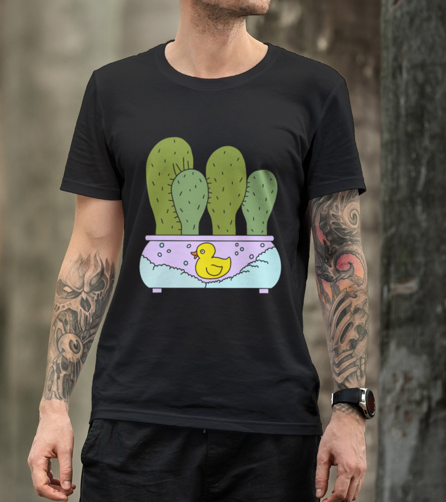 Funky Cacti Bubble Bath With Rubber Duck Pot T-Shirt