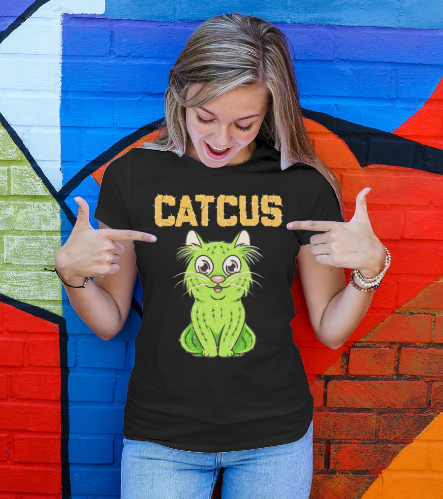 Catcus Cute Funny Cactus Cat Pun T-Shirt