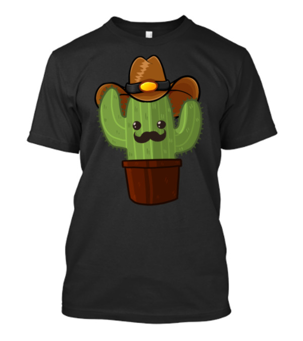 Funny Spiny Cactus Cowboy With Mustache And Succulent T-Shirt