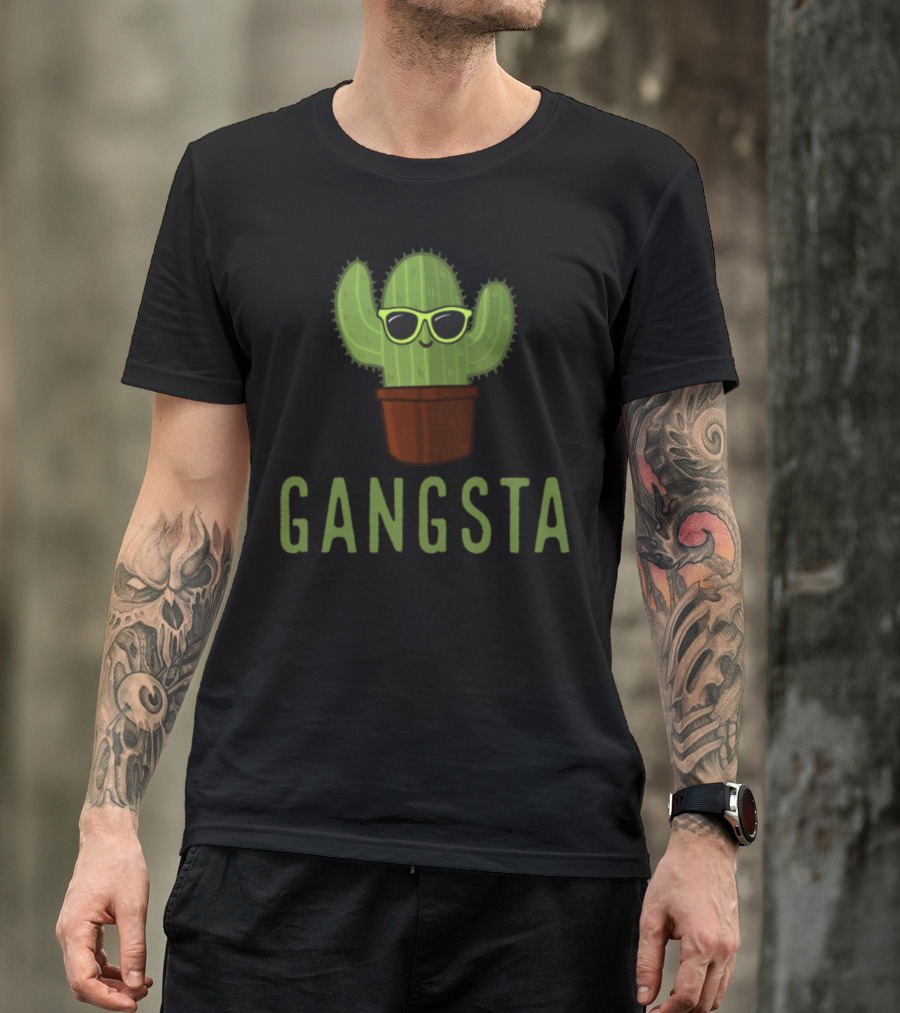 Gangsta Cactus With Sunglasses Cute Pun Cactus T-Shirt