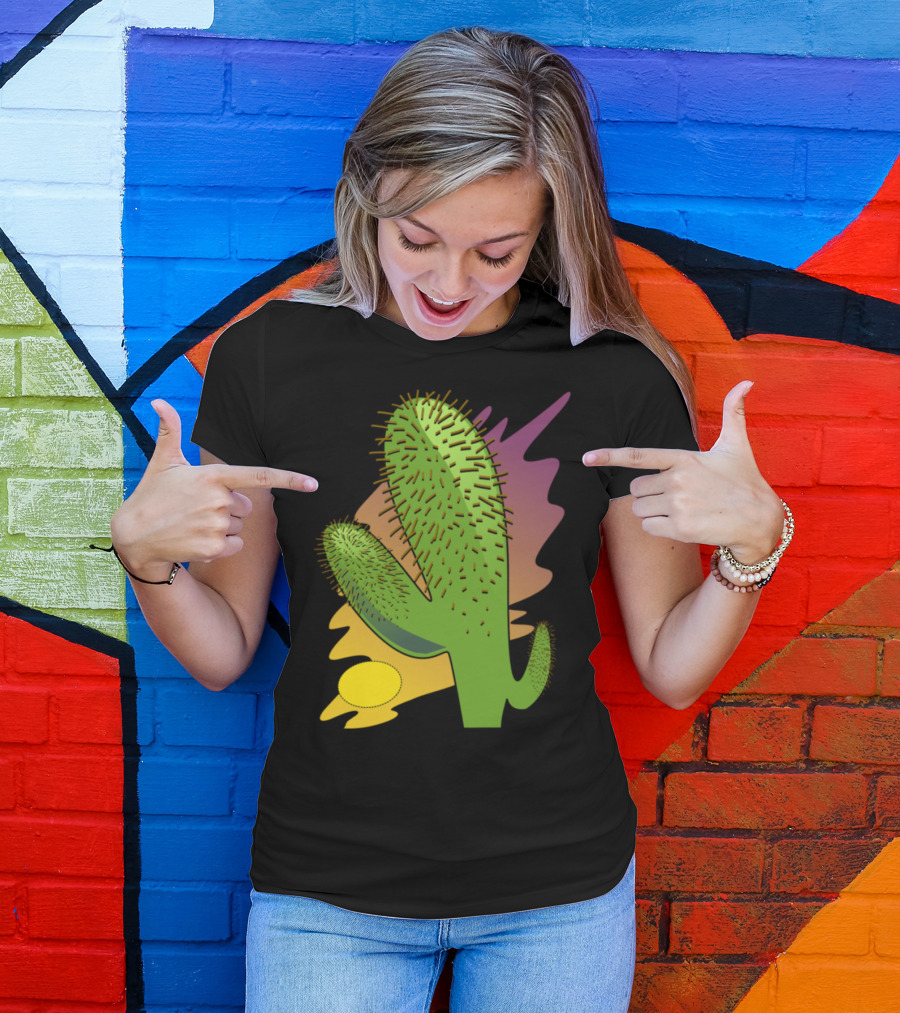 Mexico Sunset Cactus Graphic Sunset Colors Spiked Cactus T-Shirt
