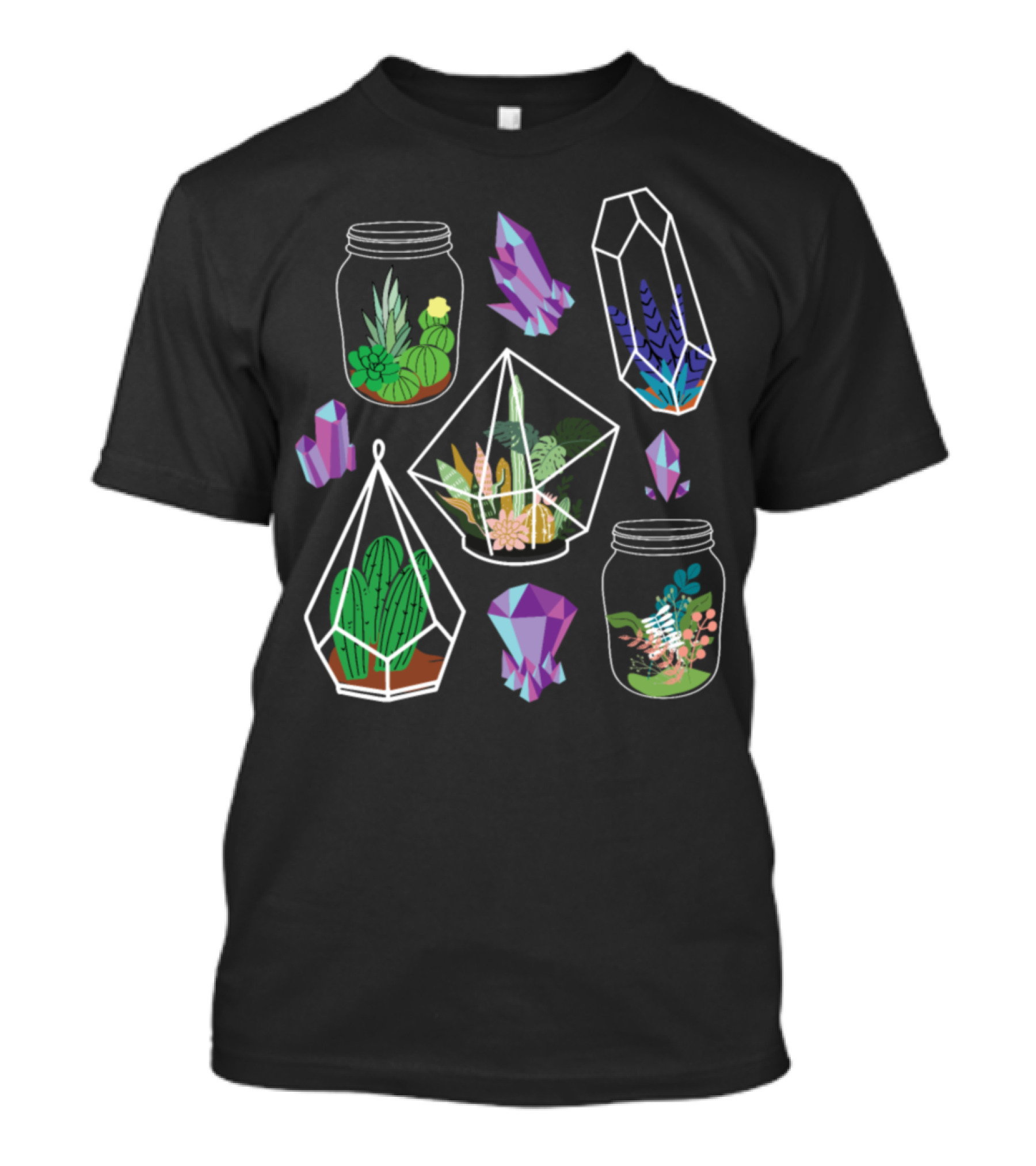 Pastel Goth Succulent Cactus Kawaii Terrarium Crystals And Plants T-Shirt