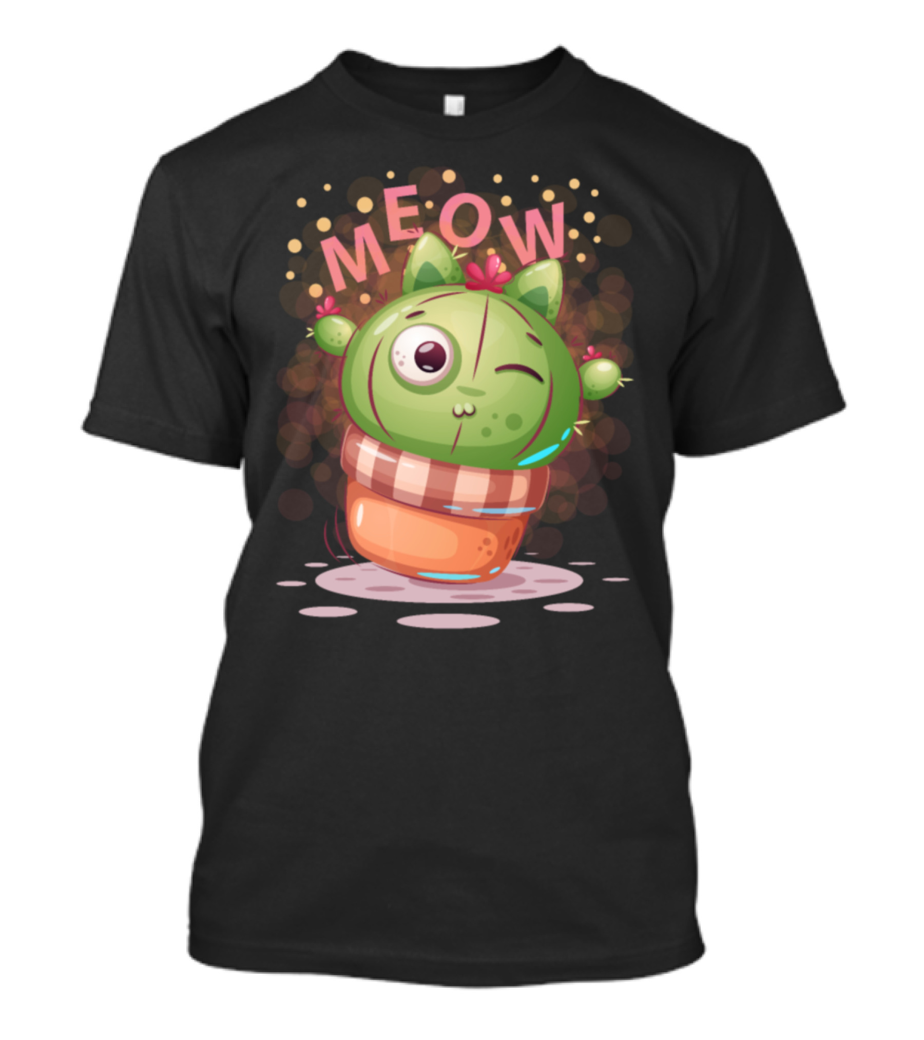 Trending Cactus Cat Meow Cute Plant Kitty T-Shirt