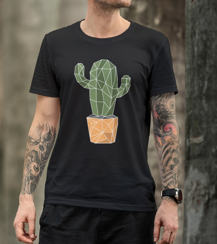 Trending Funny Cactus Low Poly Aesthetic Geometric T-Shirt