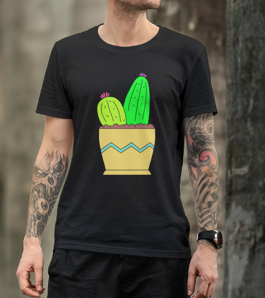 2 Cacti In Patterned Pot Enjoying The Soil T-Shirt
