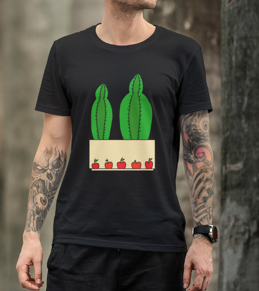 2 Cacti In An Apple Decorated Pot T-Shirt