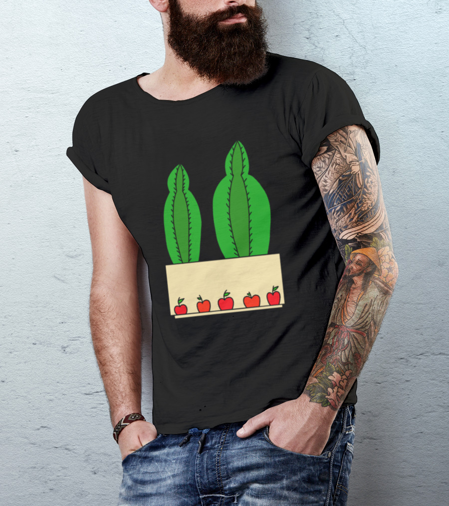 2 Cacti In An Apple Decorated Pot T-Shirt