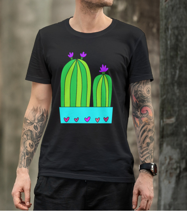 2 Flower Comb Cacti Hearts Planter T-Shirt