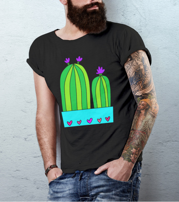 2 Flower Comb Cacti Hearts Planter T-Shirt
