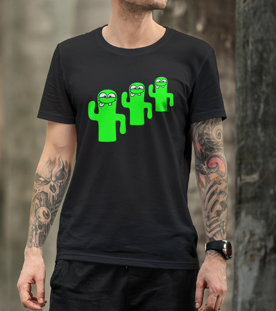 3 Funny Kakten Cartoon Green Buddies Comic Team T-Shirt