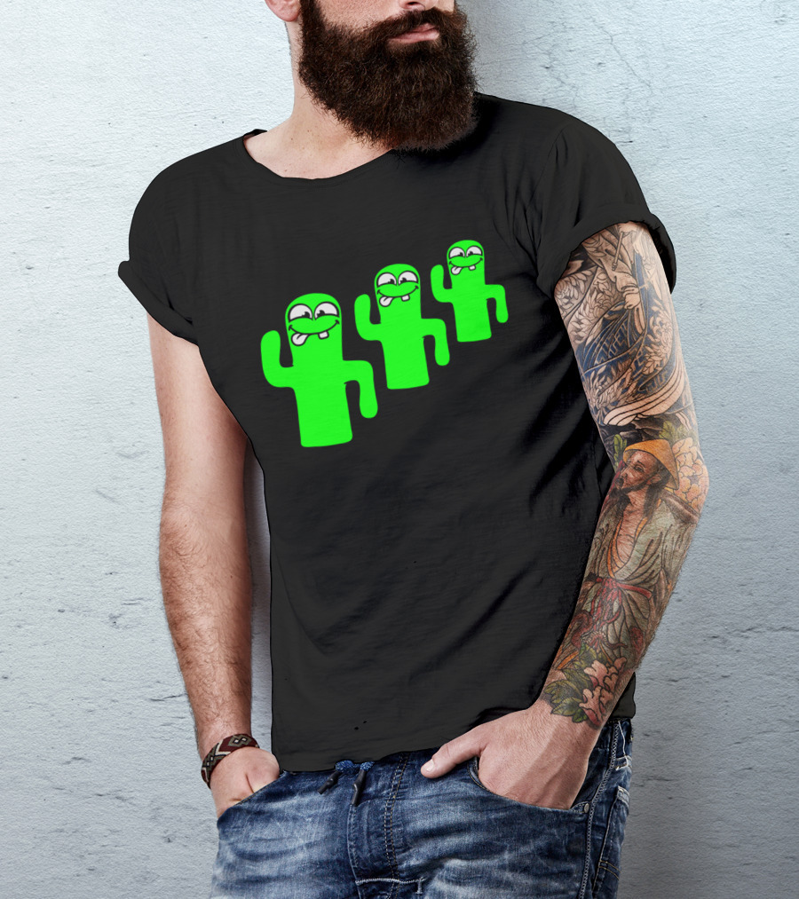 3 Funny Kakten Cartoon Green Buddies Comic Team T-Shirt