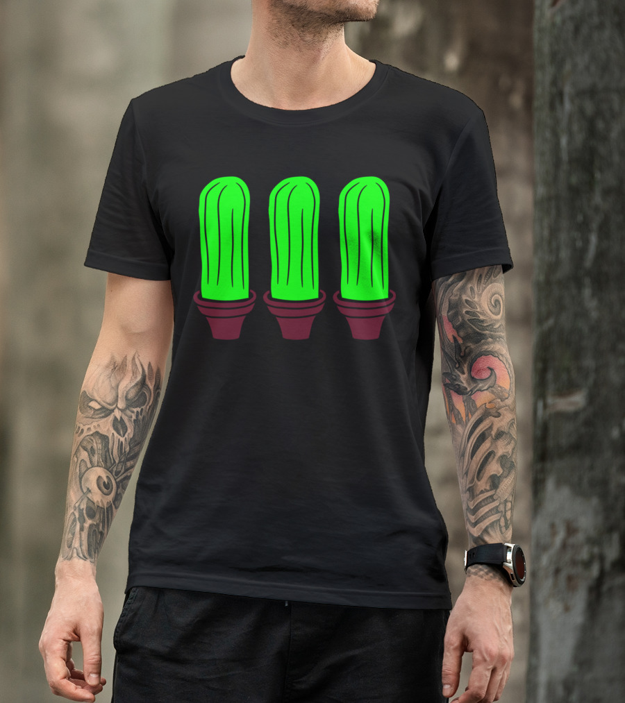 3 Small Cactus Flowerpot Sweet Green T-Shirt