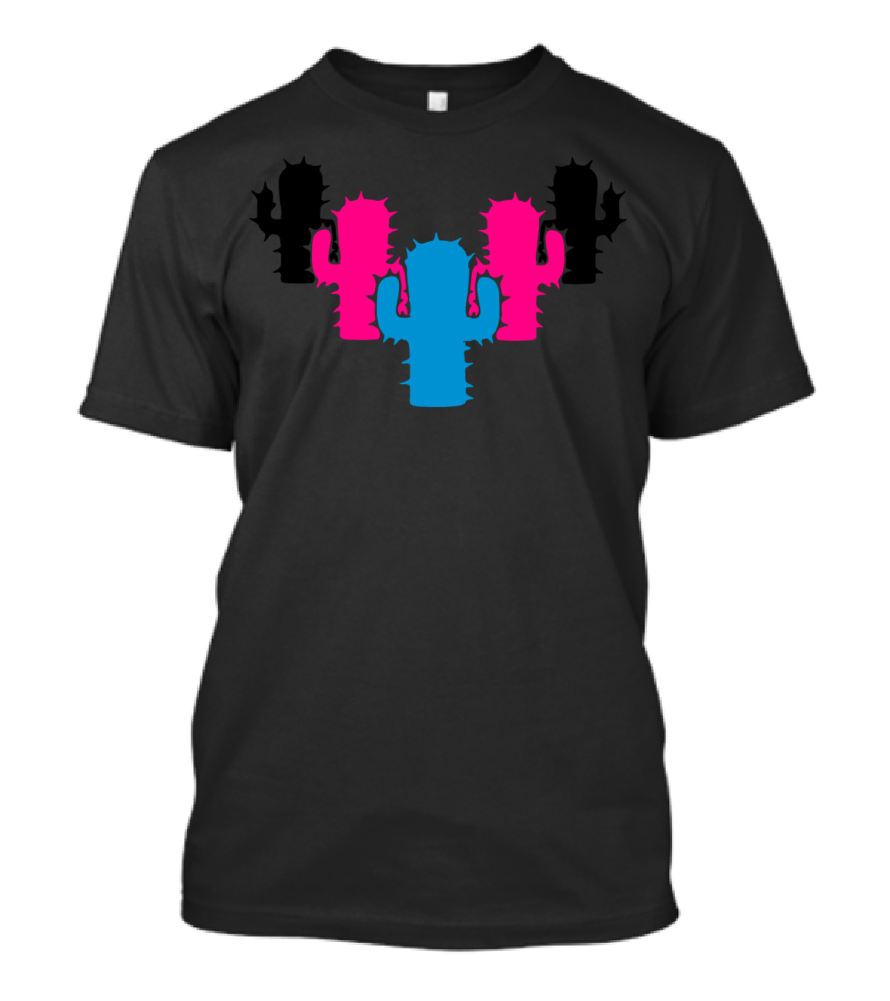 5 Many Black Pink Blue Cool Cactus Dancing T-Shirt