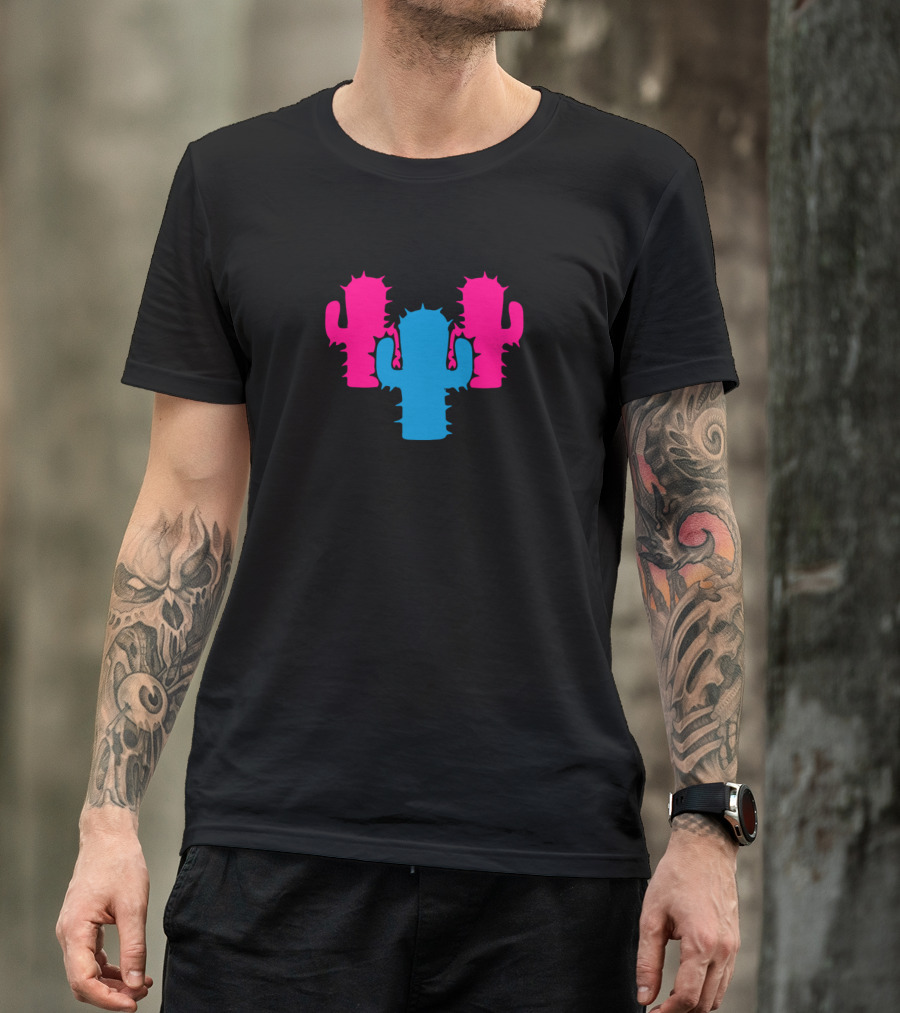 5 Many Black Pink Blue Cool Cactus Dancing T-Shirt