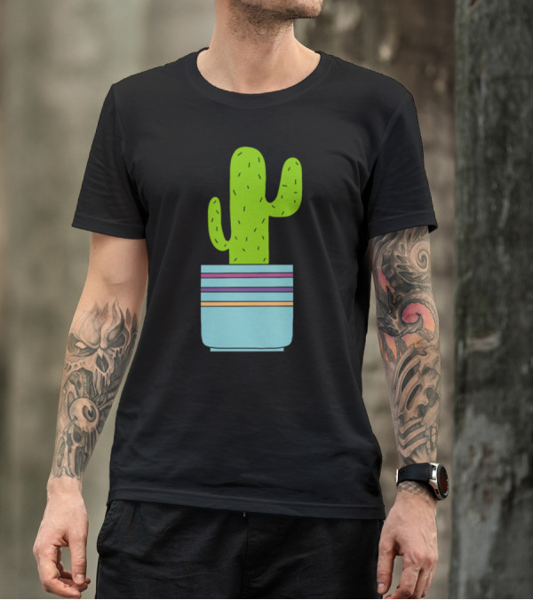 A Desert Cactus In A Striped Pot T-Shirt
