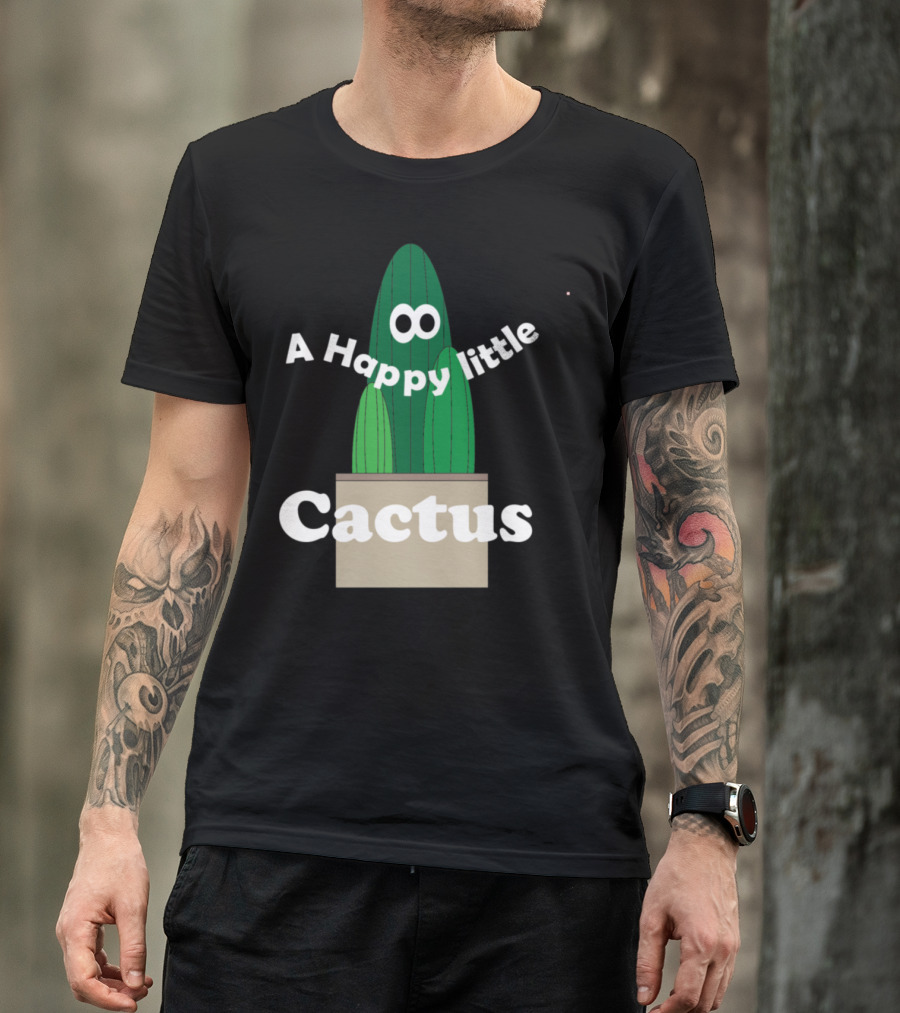 A Happy Little Cactus In A Pot With Cartoon Eyes T-Shirt