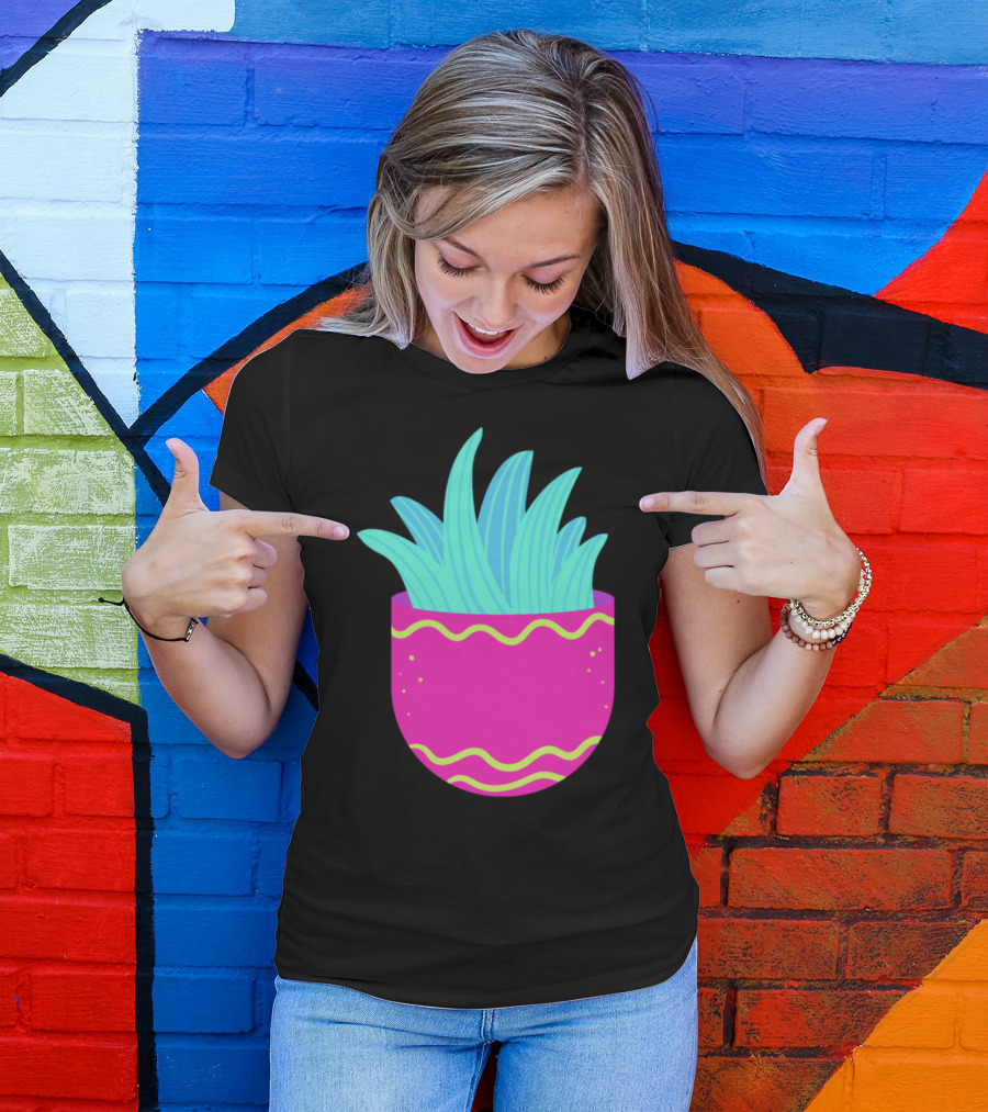 Aloe Vera In Bright Pink Decorative Pot T-Shirt