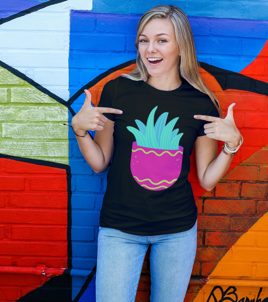 Aloe Vera In Bright Pink Decorative Pot T-Shirt