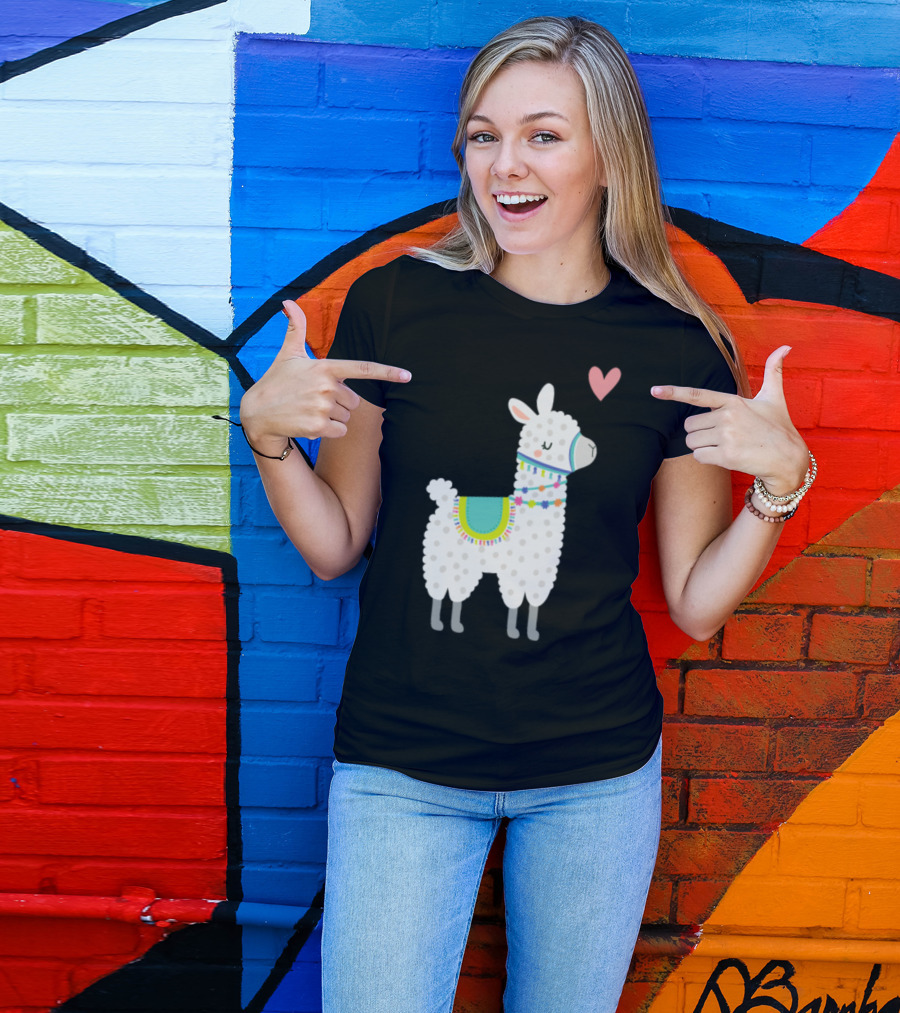 Alpaca Lama Love Heart Valentine Cactus Animal T-Shirt