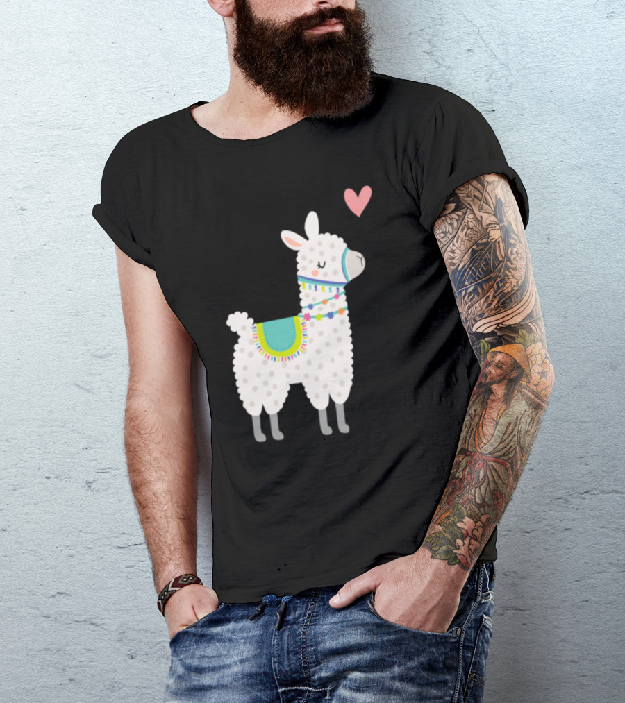 Alpaca Lama Love Heart Valentine Cactus Animal T-Shirt